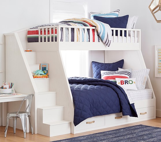 Collins Twin Over Full Stair Bunk Bed, Full On Bunk Beds With Stairs