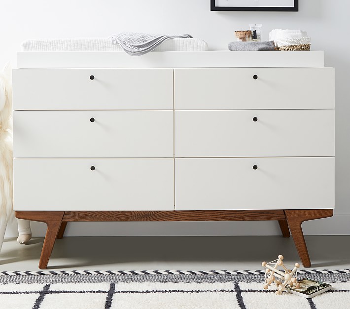 West Elm X Pbk Modern 6 Drawer Changing, How Tall Should A Dresser Be For Changing Table