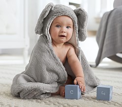 Faux-Fur Animal Baby Hooded Towel