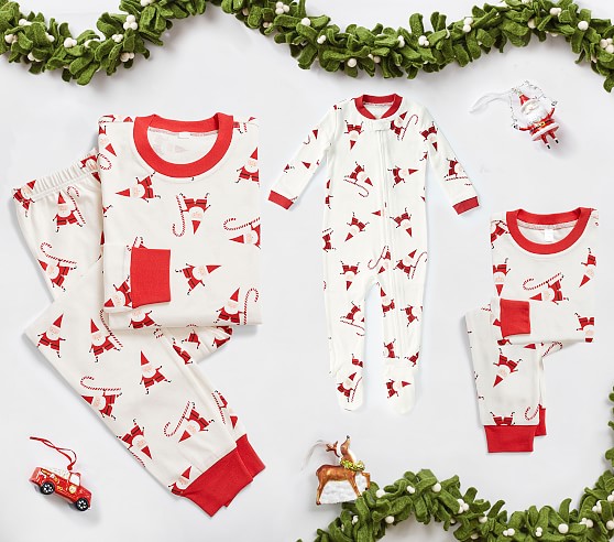 Matching Santa Print PJs for families