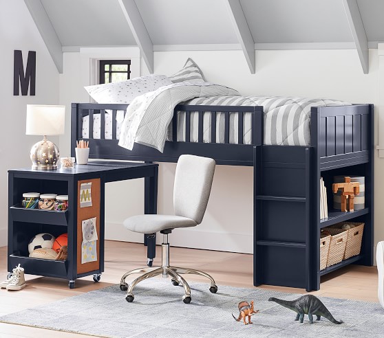 full size low loft bed with desk