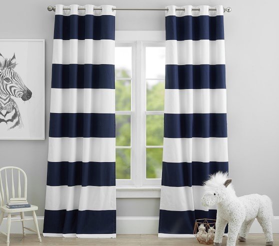 Preppy Rugby Stripe Blackout Curtain Panel Pottery Barn Kids Preppy Rugby Stripe Blackout Curtain, Rugby Stripe Curtains