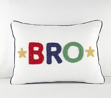 Bro Throw Pillow, 12X16, White