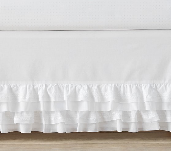 white ruffle crib bedding
