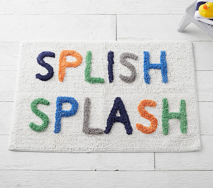 Splish Splash Kids Bath Mat Pottery, Splish Splash Shower Curtain