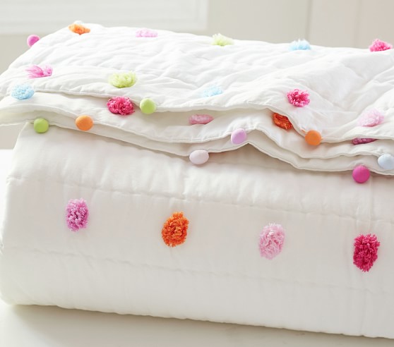 Bright Pom-Pom Kids' Comforter Set | Pottery Barn