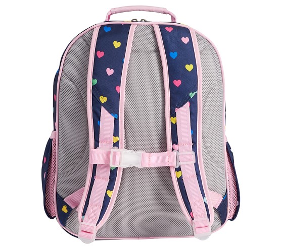 navy and pink backpack