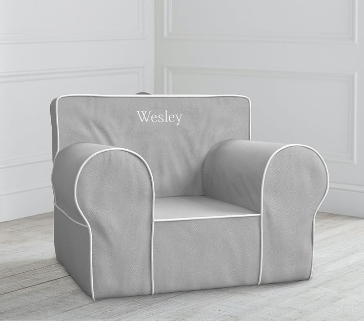 Oversized Grey with White Piping Anywhere Chair®
