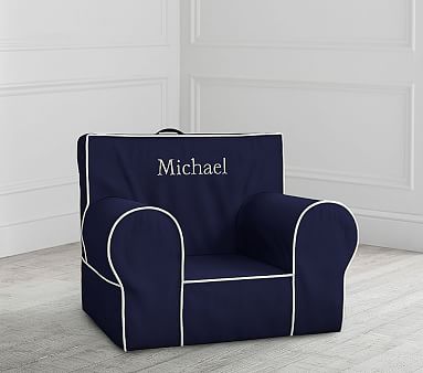 Navy with Piping Anywhere Chair® Slipcover Only