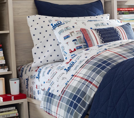 pottery barn train sheets