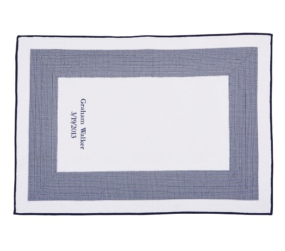 blue gingham crib bedding