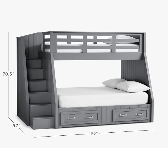Belden Twin Over Full Stair Loft Bed, Black Twin Over Full Bunk Bed With Stairs