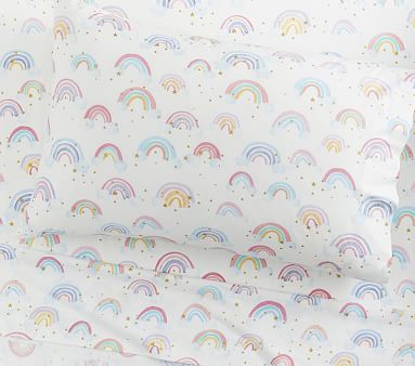 Organic Rainbow Cloud Sheet Set, Single, White
