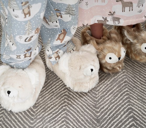 faux fur kids slippers