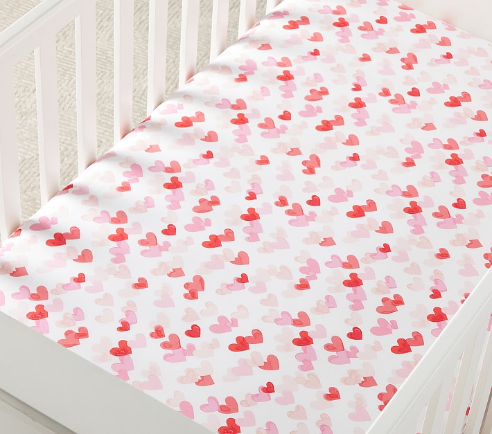 Hearts Organic Crib Fitted Sheet
