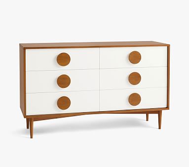 west elm x pbk Ray Extra Wide Dresser, Acorn/Simply White, White Glove Delivery