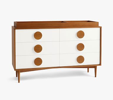 west elm x pbk Ray Extra Wide Dresser & Topper Set, Acorn/Simply White, White Glove Delivery