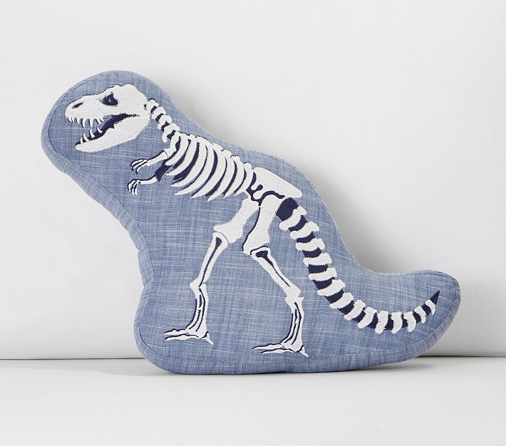 Glow-in-the-Dark Dino Bones Shaped Pillow