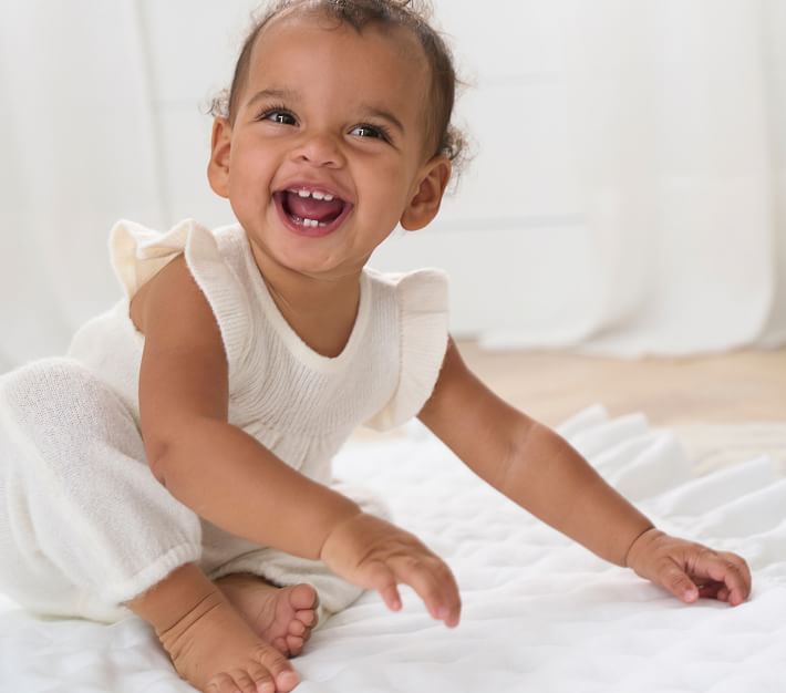 Ruffle Belgian Flax Linen Baby Quilt Pottery Barn Kids