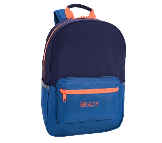 blue and orange backpack