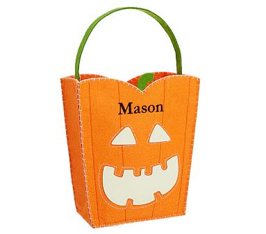 Glow-in-the-Dark Pumpkin Felt Halloween Treat Bag