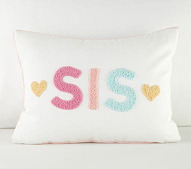 Sis Throw Pillow, 12X16, White