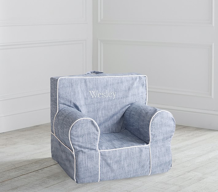 My First Chambray with White Piping Anywhere Chair®