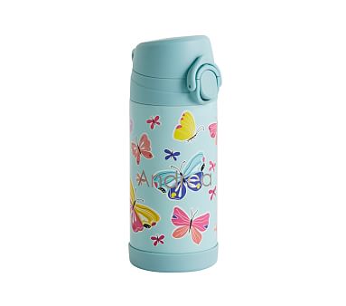 Mackenzie Regular Insulated Water Bottle Aqua Spring Butterfly Glow-in-the-Dark