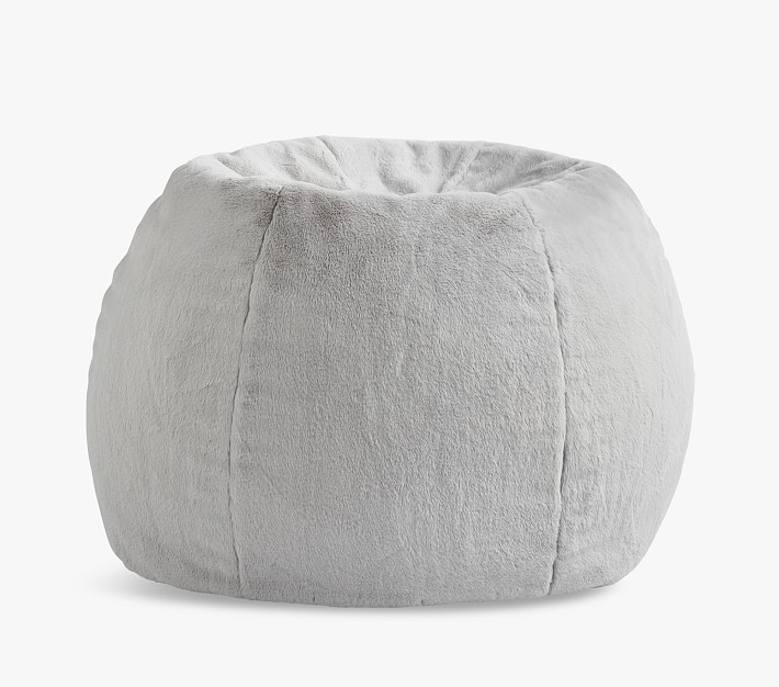 Gray Faux Fur Anywhere Beanbag™ Kids Bean Bag Chairs Pottery Barn Kids