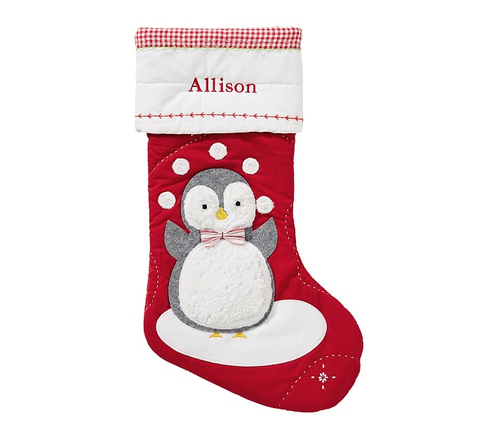 Pottery Barn Kids Girl Snowman Red Stocking Quilted NEW Christmas 