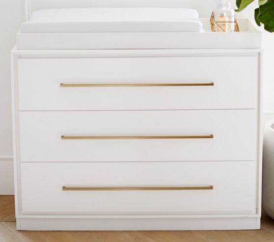 white modern changing table