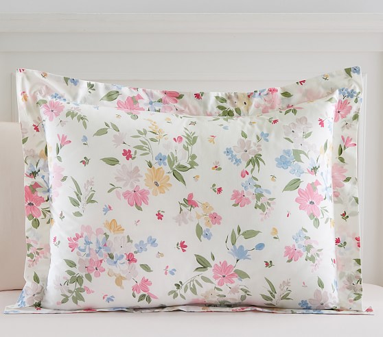 4pc Pottery Barn Kids Cotton Pink Purple Mum Flower Full Sheet Set NWT More Avai 