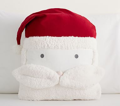 Pottery Barn Kids Sherpa Santa Pillow Christmas Holiday Clause Face New 