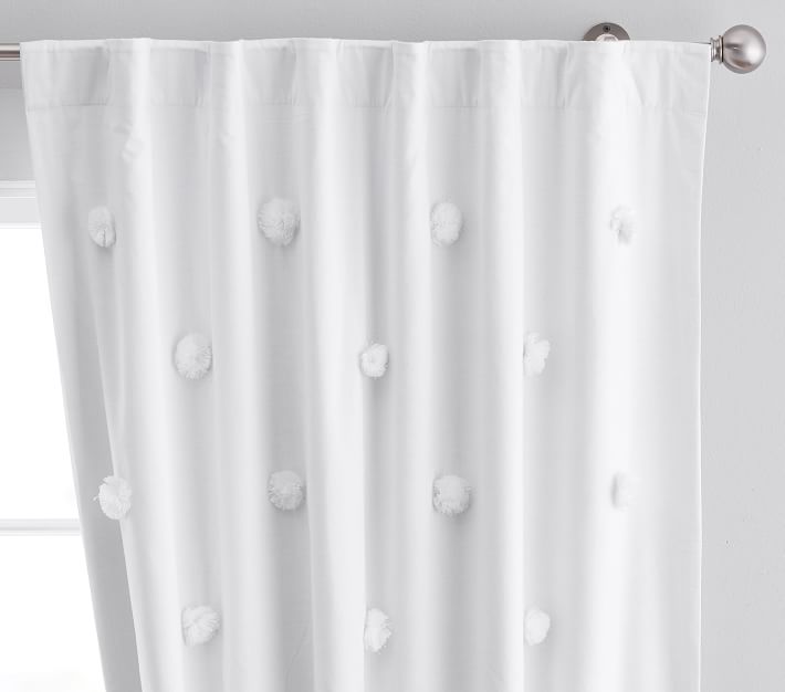 Pom-Pom Applique Blackout Curtain Panel | Pottery Barn Kids