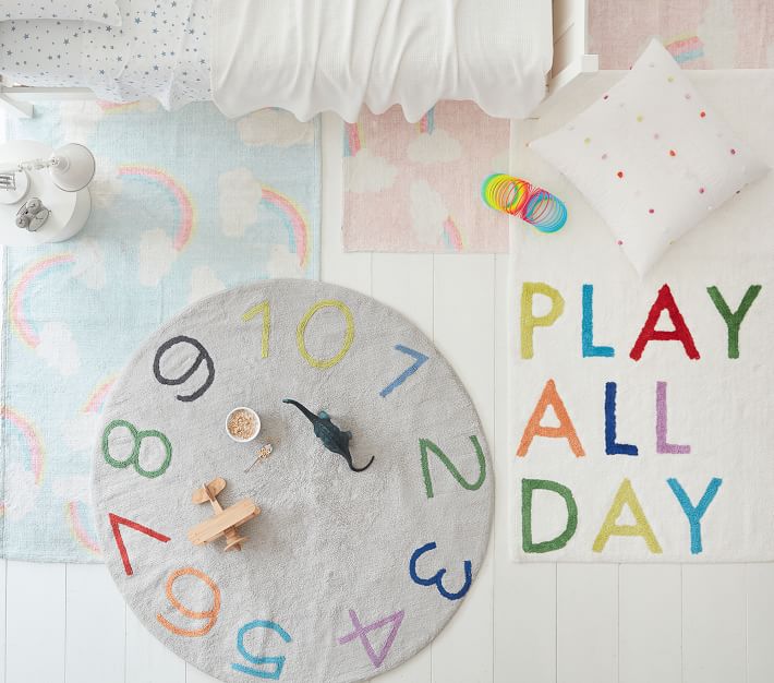Machine Washable Numbers Round Rug Pottery Barn Kids