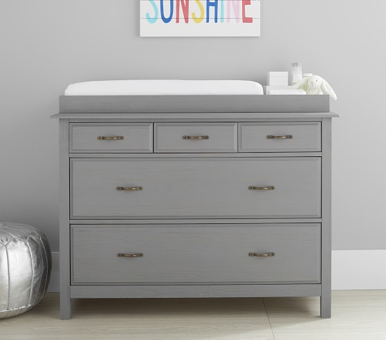 Rory Changing Table Dresser Topper, White Double Dresser Changing Table Topper