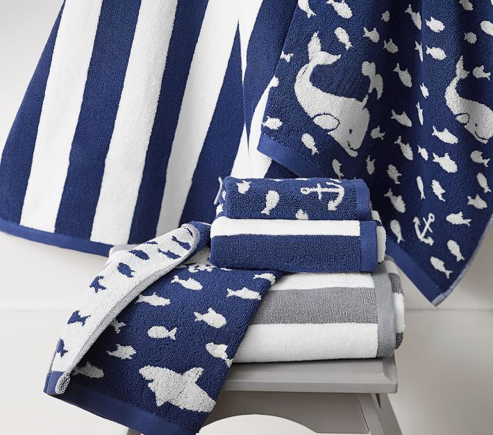 Rugby Stripe Kids Bath Towel Pottery Barn Kids