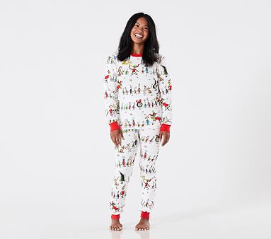 Pottery Barn Teen Grinch Word's of Who-Ville Flannel Pajama Set Size LARGE NEW 