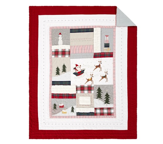 NEW Pottery Barn Kids Heritage Santa Quilted Standard Sham Christmas Holiday 