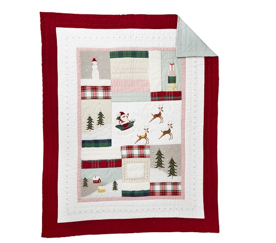 1 POTTERY BARN KIDS Heritage Santa Standard Quilted Sham Christmas NWT 