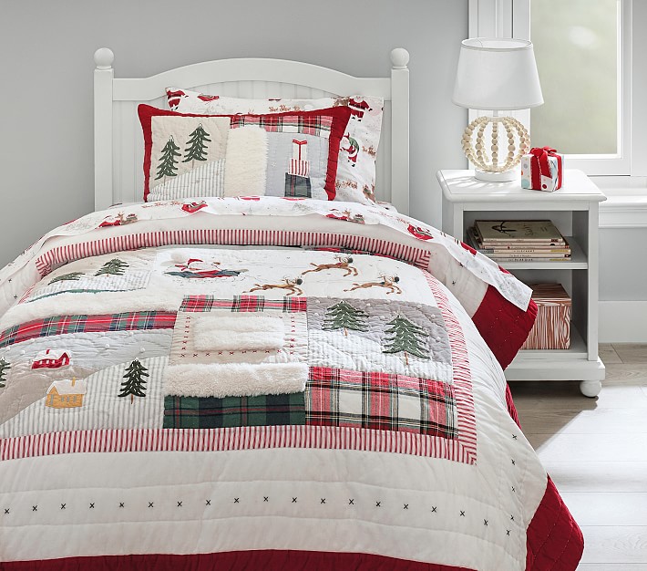 Christmas NEW Pottery Barn Kids Heritage Santa Quilted Standard Sham Holiday 
