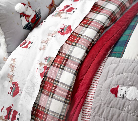 NEW Pottery Barn Kids Heritage Santa Quilted Standard Sham Holiday Christmas 