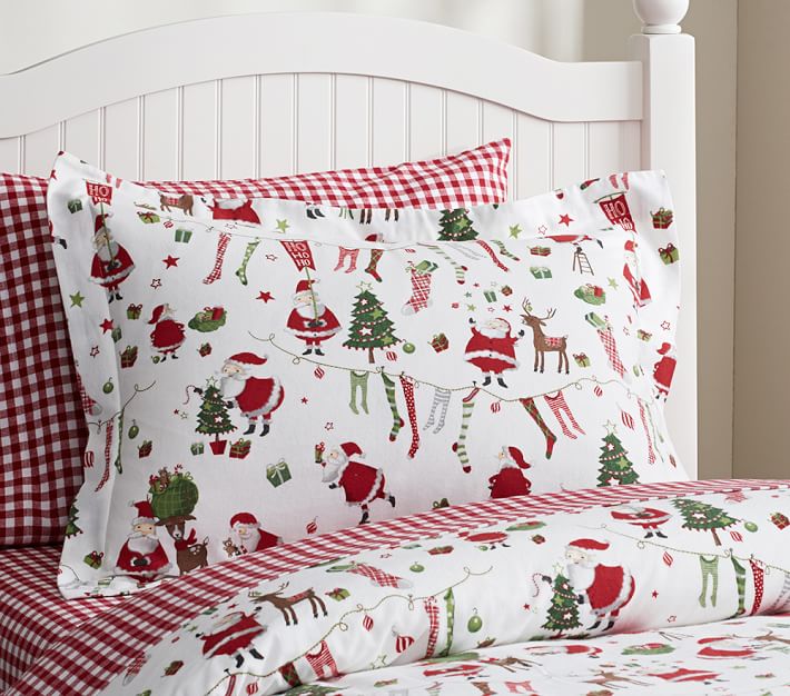Santa & Friends Flannel Kids' Duvet Cover Pottery Barn Kids