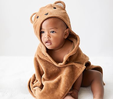 Little Bear Buttons and Stitches 3 Piece Infant Hooded Towel in PVC Packaging