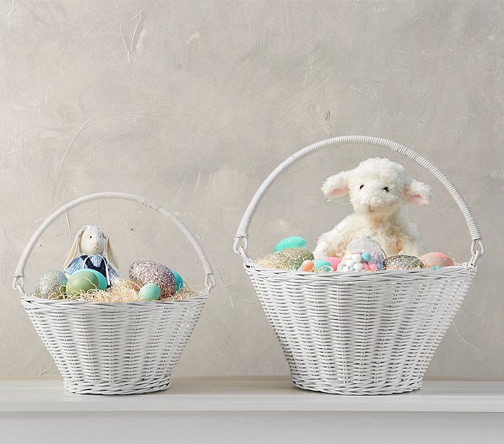 White Sabrina Collapsible Handle Easter Basket Pottery Barn Kids