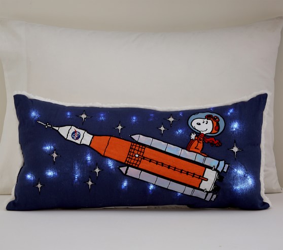 LIGHT UP Rocket Cushion Space LED Stars Bedroom Pillow 
