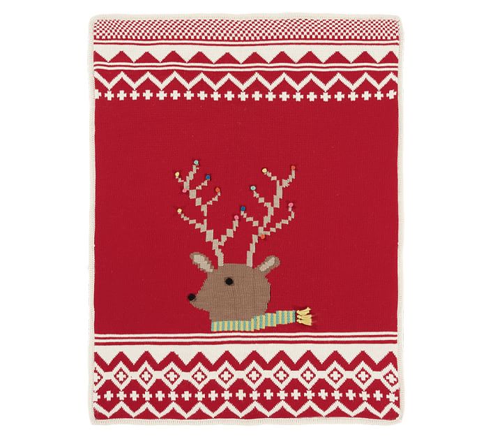 Fair Isle Knit Reindeer Baby Blanket Pottery Barn Kids