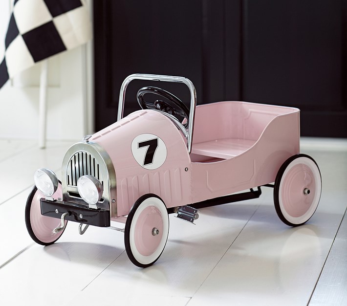 pink retro pedal car