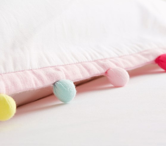 rainbow pom pom duvet