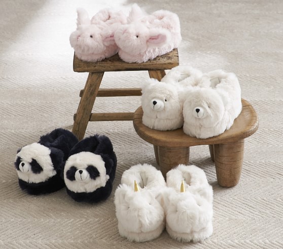 faux fur kids slippers